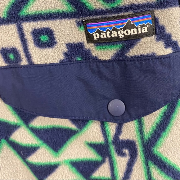 Patagonia Synchilla Snap T Fleece Grey Green Blue Mountain Siete Print Small - Picture 4 of 10